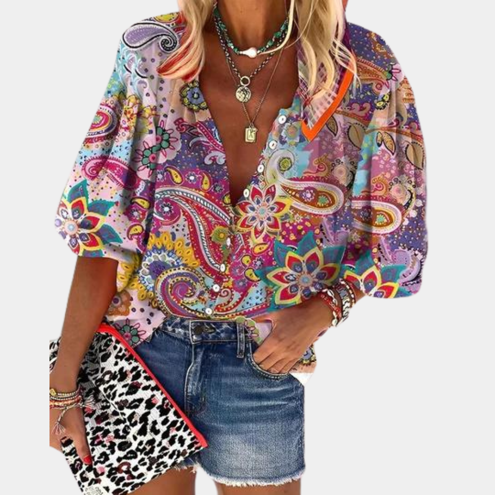 Bluse til kvinder med paisleyprint