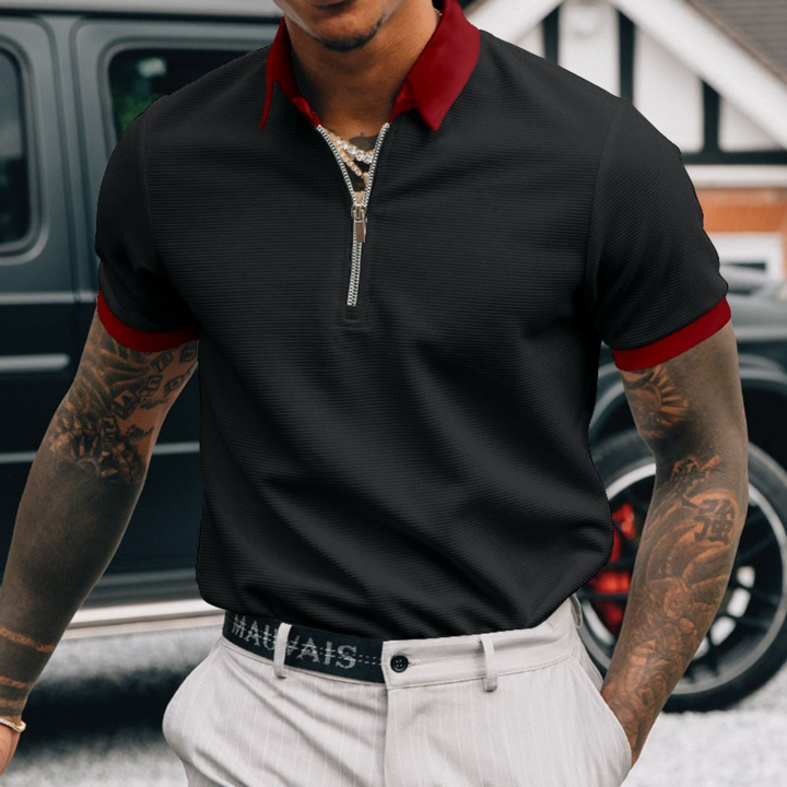 Edvard - Afslappet poloshirt med halv lynlås til mænd