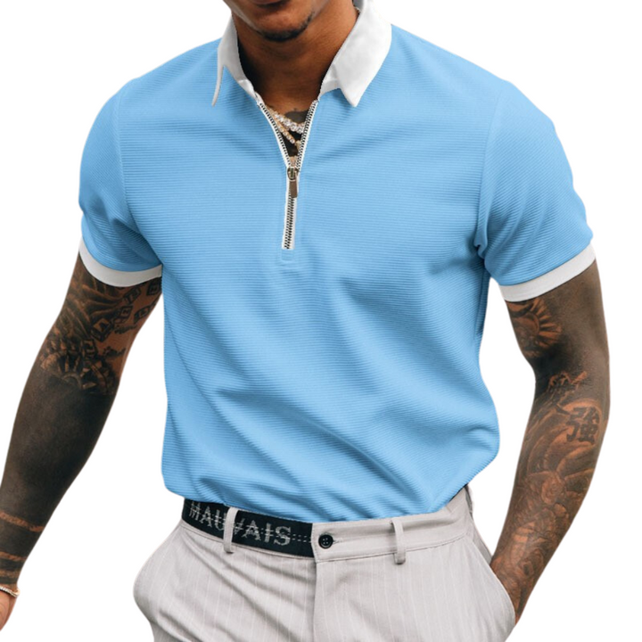 Edvard - Afslappet poloshirt med halv lynlås til mænd