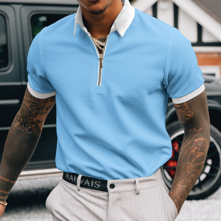 Edvard - Afslappet poloshirt med halv lynlås til mænd