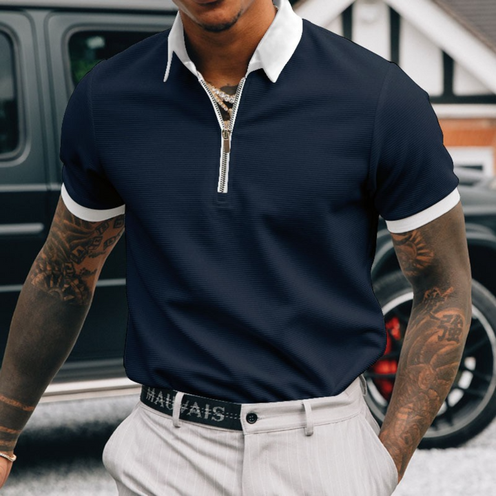 Edvard - Afslappet poloshirt med halv lynlås til mænd