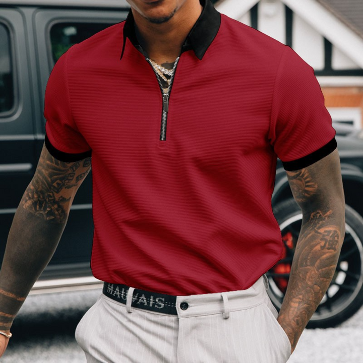 Edvard - Afslappet poloshirt med halv lynlås til mænd