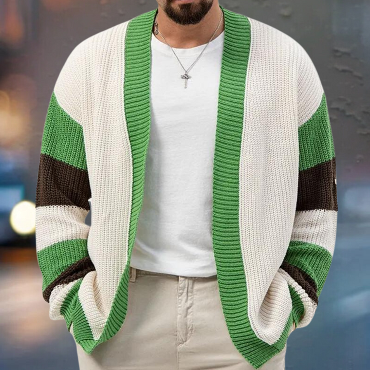 Damianos - Strikket cardigan med farveblok til mænd