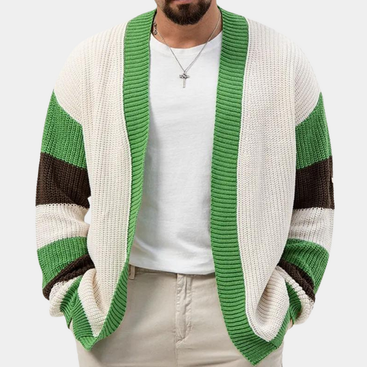 Damianos - Strikket cardigan med farveblok til mænd