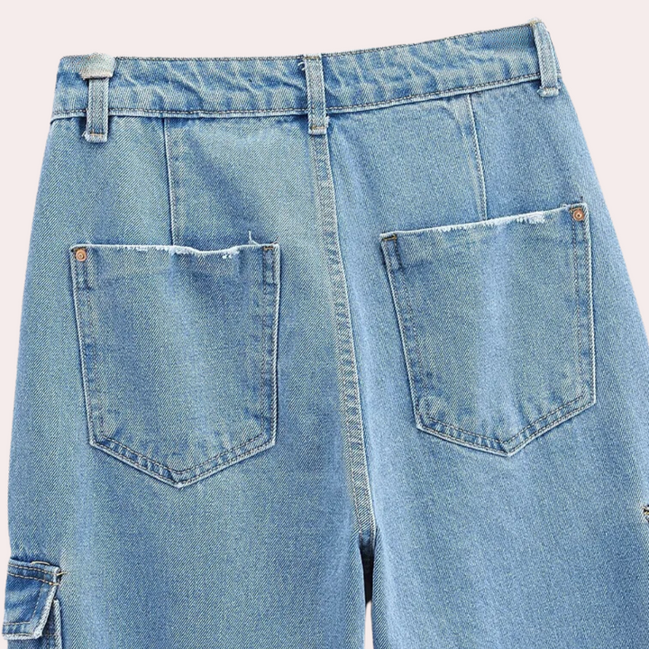 MAILANI - Lette Denim Cargo Bukser til Kvinder